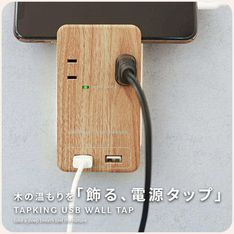 TAPKING USB WALL ベージュウッド
