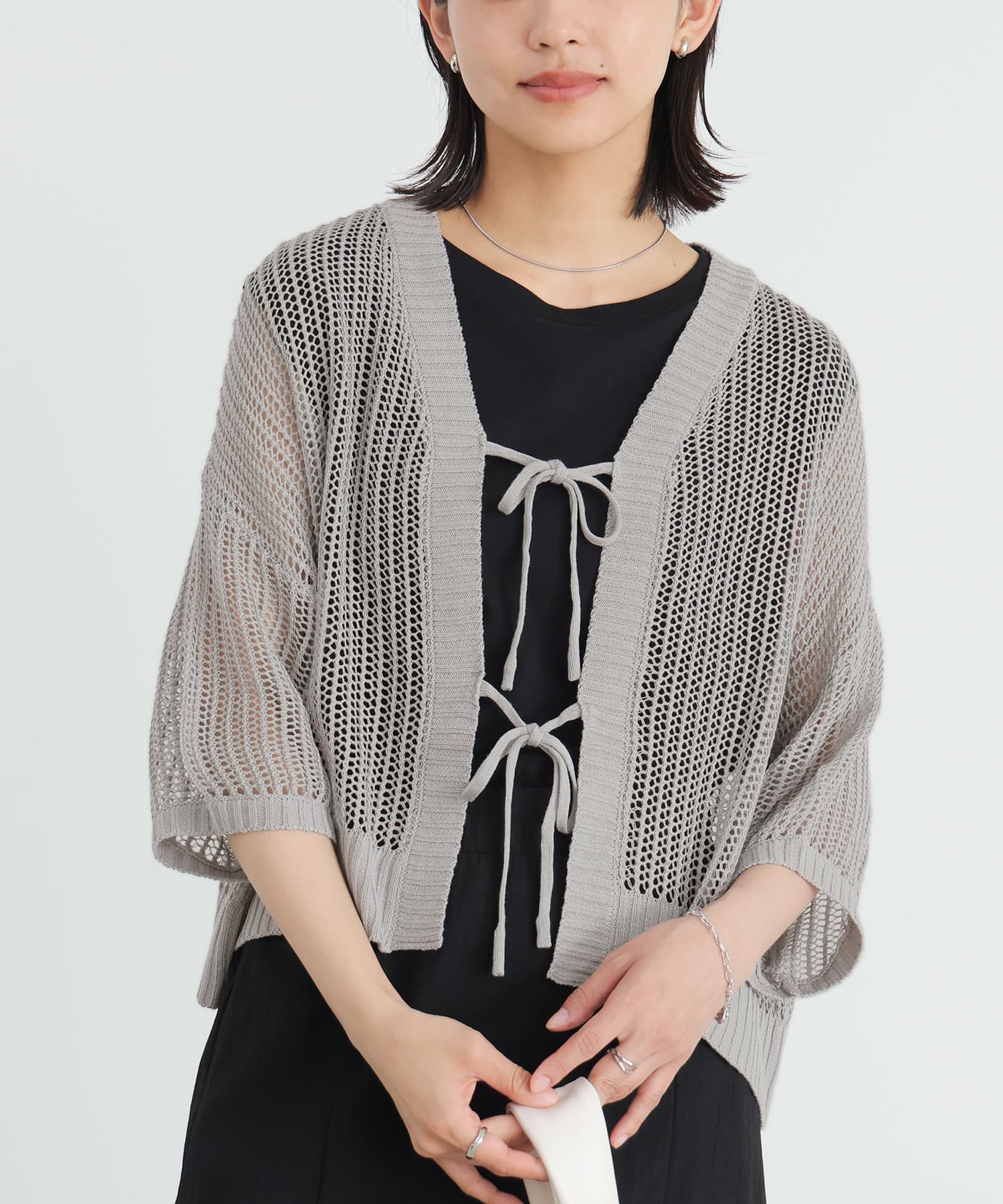 シアーリボンカーディガン※メール便可※【10】 フリーサイズ ピスタチオ