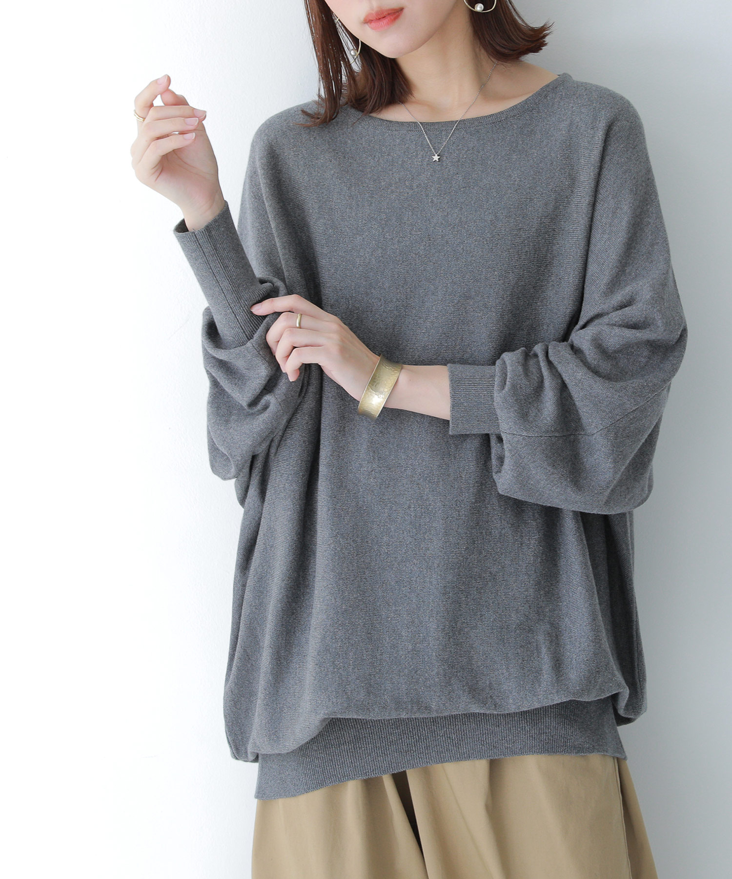 ボートネックドルマンニット ボートネックドルマンニット