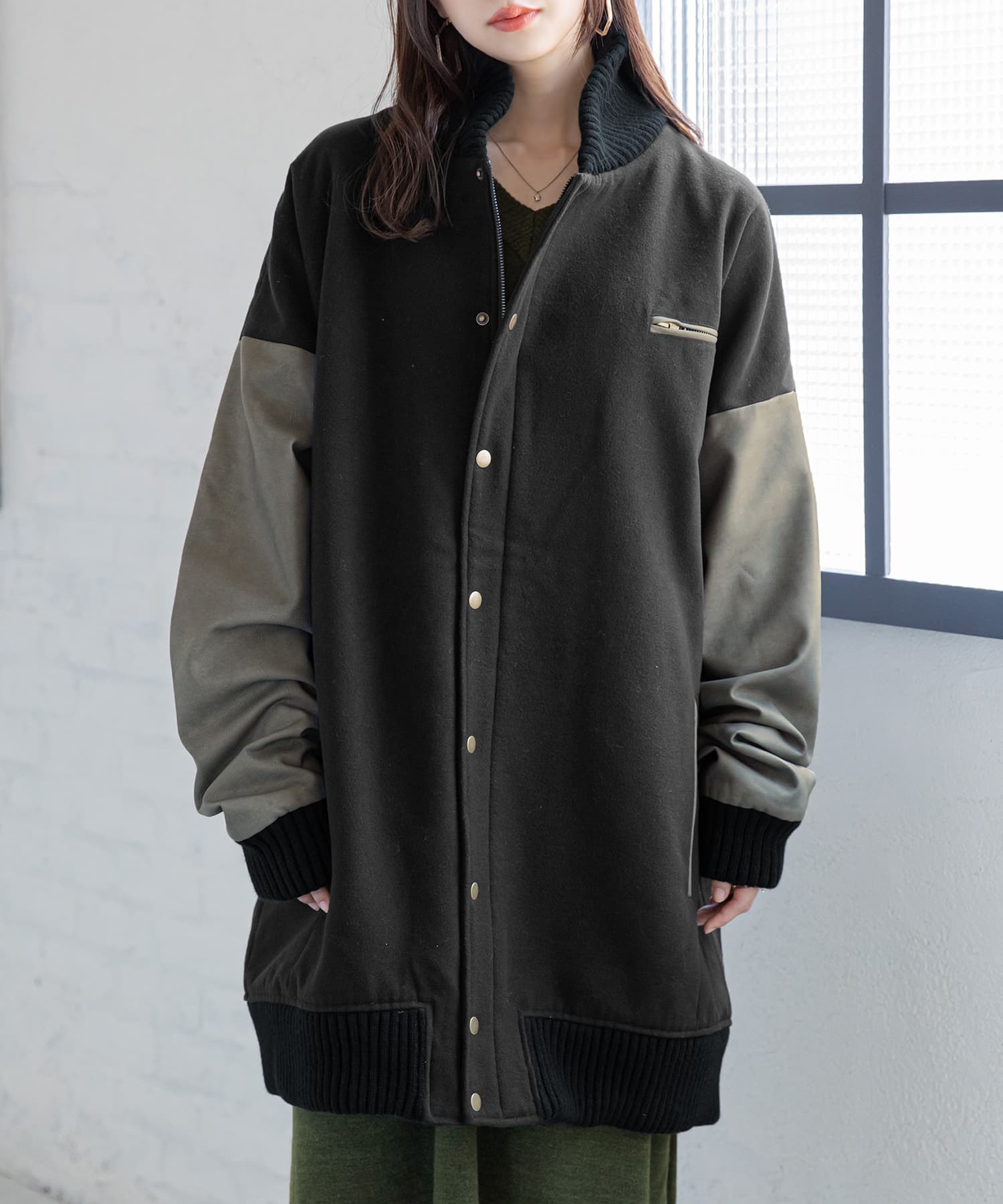 【】大人めモード×ロングスタジャン 【】大人めモード×ロングスタジャン