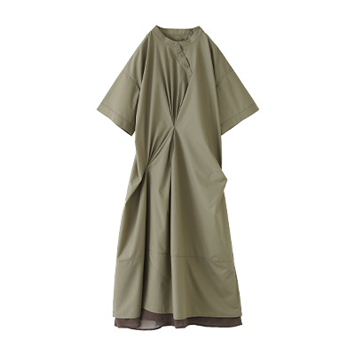 異素材タックシャツワンピース