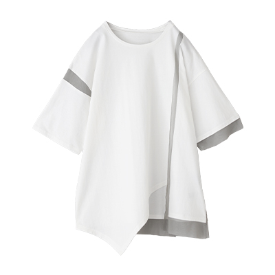 冷感キープチュールドッキングアシンメトリーカットソー