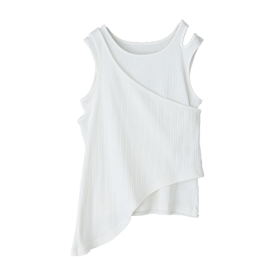 変形2枚重ねリブタンクトップ
