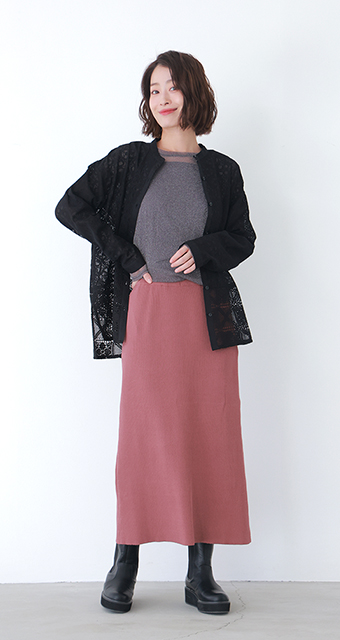 リブニットナロースカート